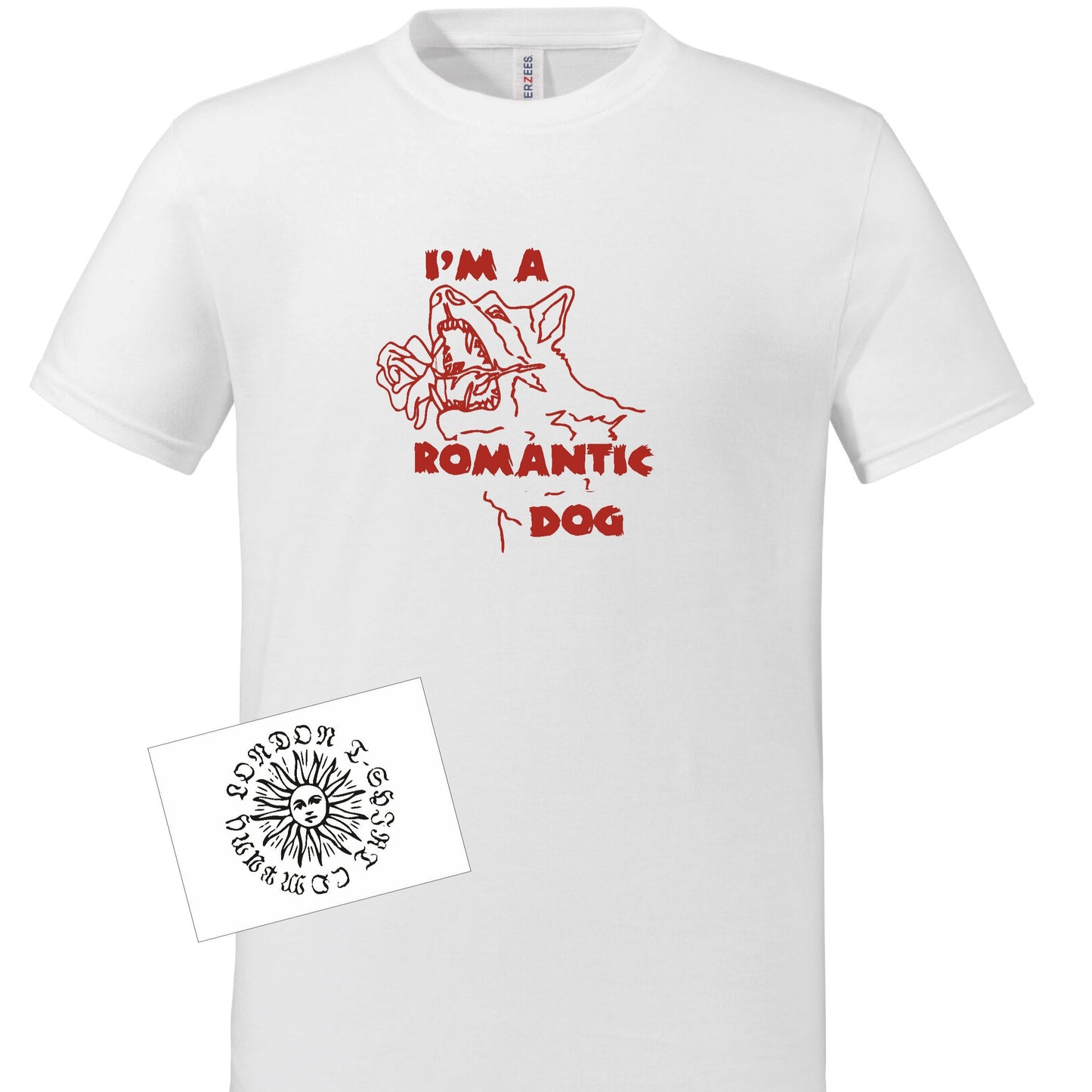 'Im A Romantic Dog' Punk T-Shirt - Organic Cotton, Rocker, Unique Design, Bolano, S-XXL