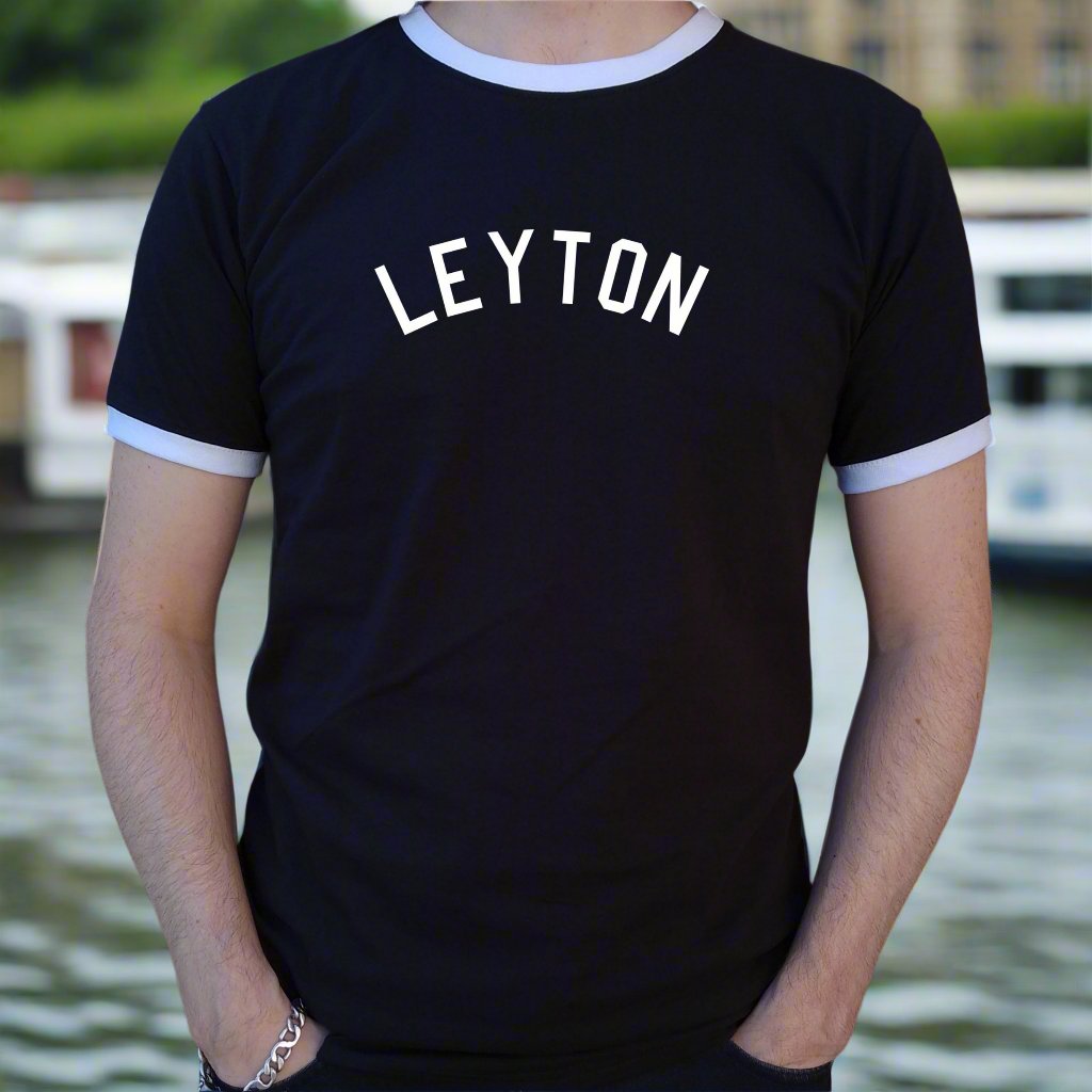 Leyton, London Ringer T-Shirt - East London Souvenir, Custom Print Available, Ivy League, Various Colours