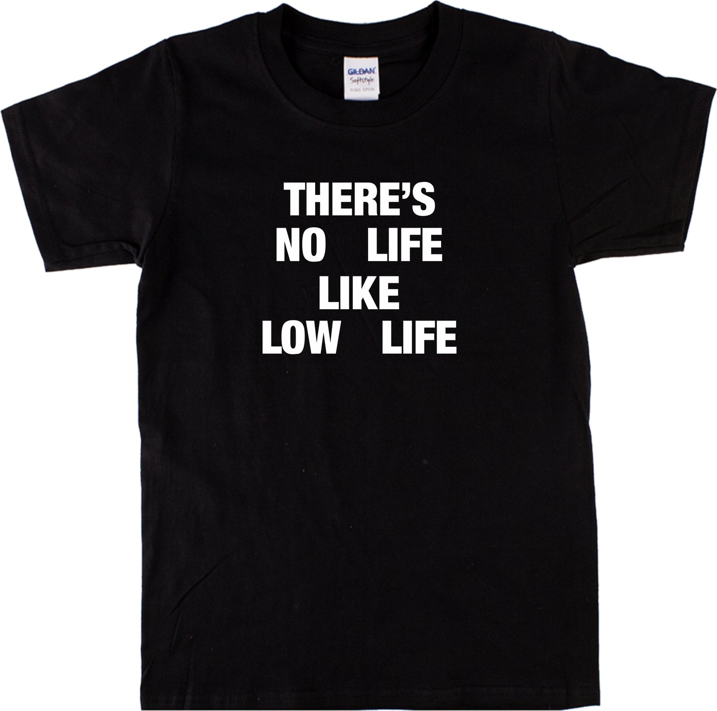 'There's No Life Like Low Life' T-Shirt - 1970's Slogan Inspired, Punk, Size Medium