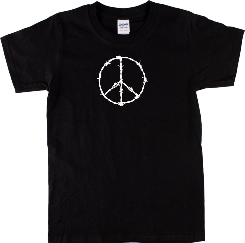 Peace Symbol T-Shirt - Barb Wire, Peace Sign, Protest, S-XXL