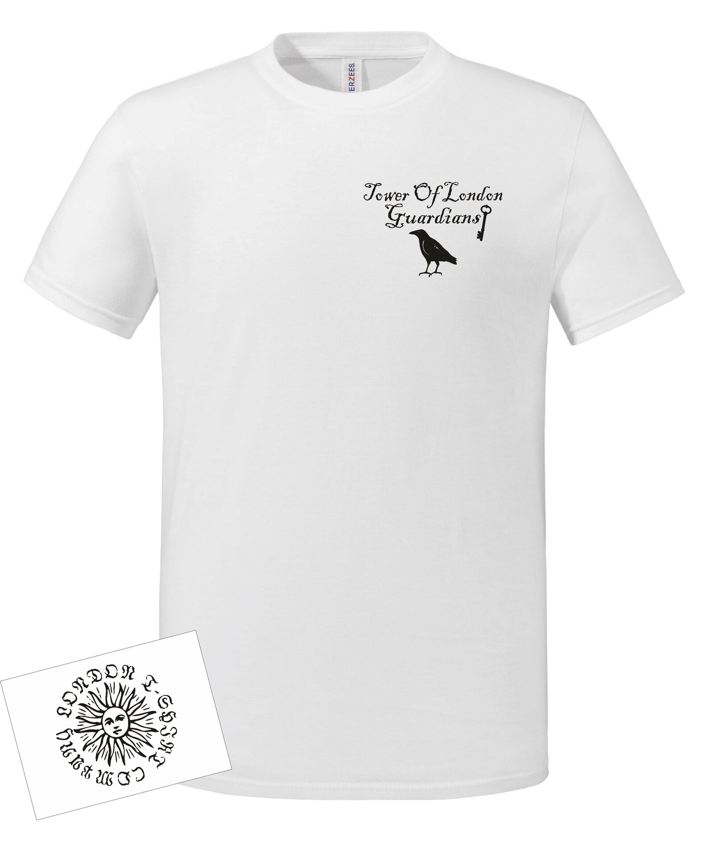 Tower Of London Raven T-Shirt - Organic Cotton, Pocket Logo Print, London Folklore Souvenir