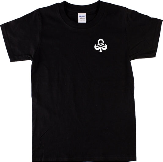 Skull Pocket Logo T-Shirt - Clubs Cards, Clover, Punk Rock, Rockabilly, Biker, Various Colours (Copy)