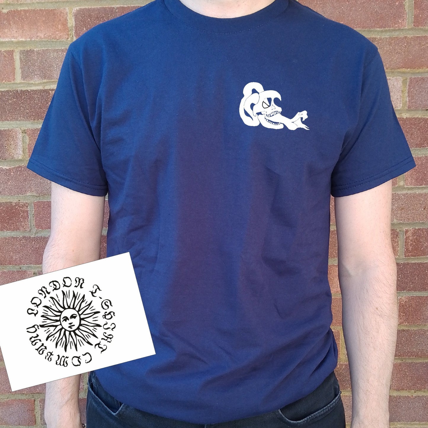 Skull & Snake T-Shirt - Organic Cotton, Pocket Logo, Rocker, Tattoo Style Top, Various Colours