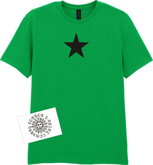 Star Green T-Shirt - Retro Punk Style, Protest Top, S-XXL
