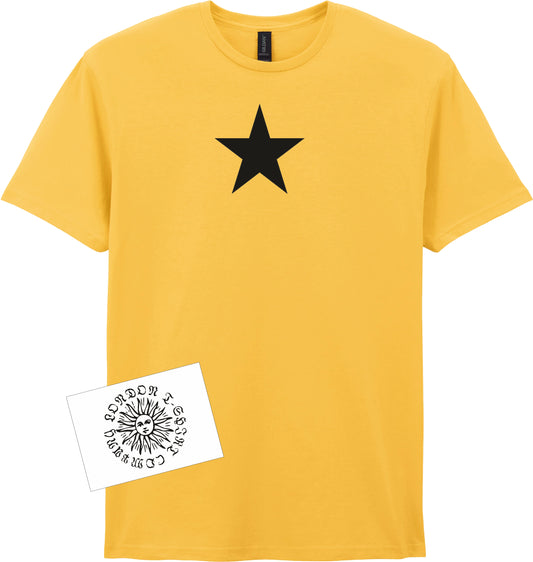 Star Print Yellow T-Shirt - Retro Punk Style, Protest Top, S-XXL