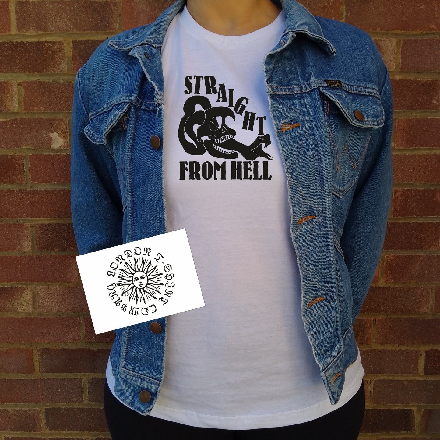 'Straight From Hell' Skull T-Shirt - Organic Cotton, Skull And Snake Rocker, Tattoo Style Top, S-XXL