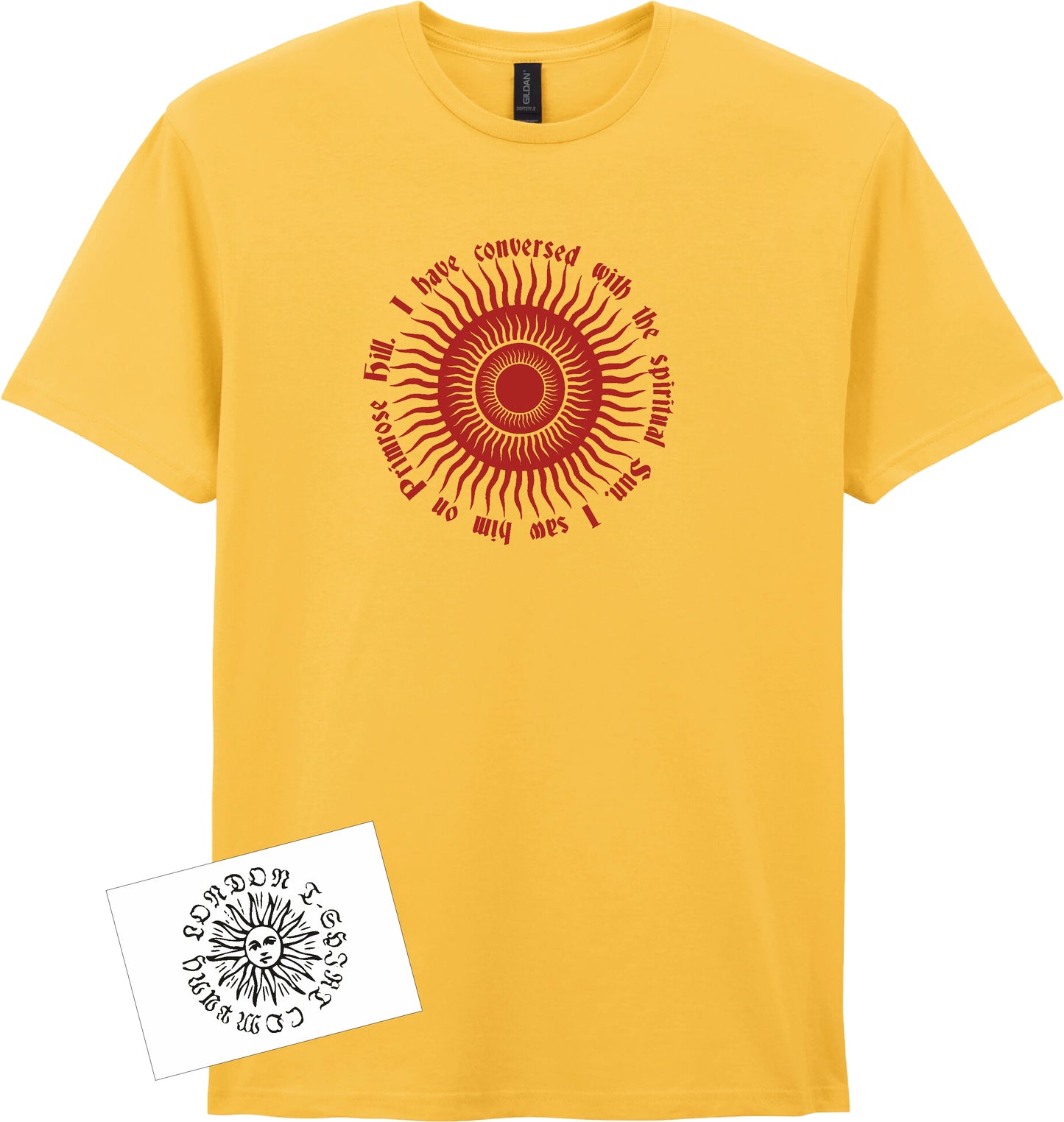 Primrose Hill Sun T-Shirt - William Blake Inspired Souvenir Top, Various Colours