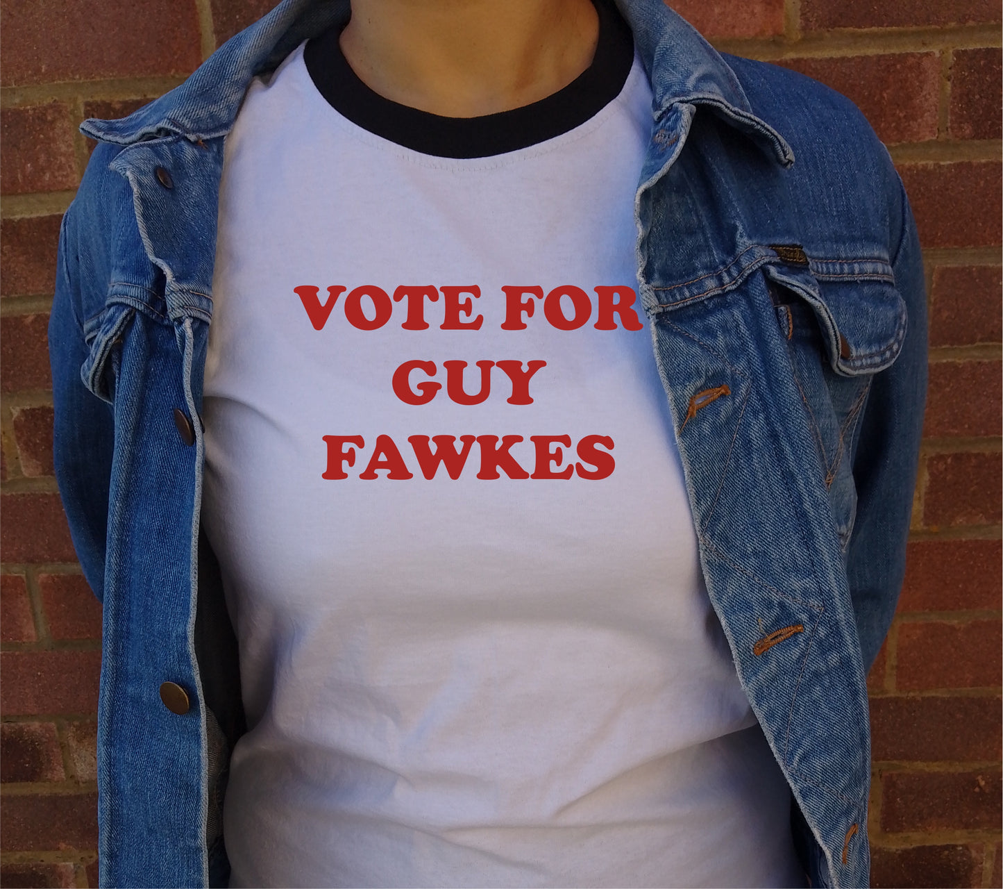 Vote Guy Fawkes Ringer T-Shirt - Napoleon Dynamite College Style, Political Protest, Various Colours
