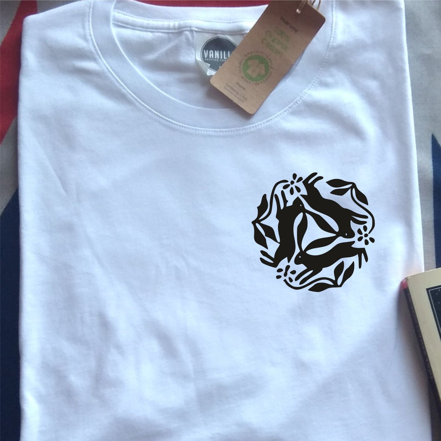Three Hares T-Shirt - Nature, Ancient Folklore, S-XXL, Organic Cotton