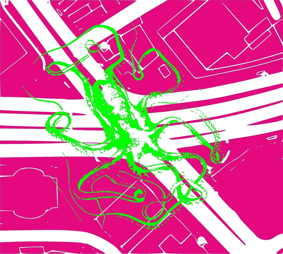 Punk neon octopus imitating the old Edgware Road underpass.