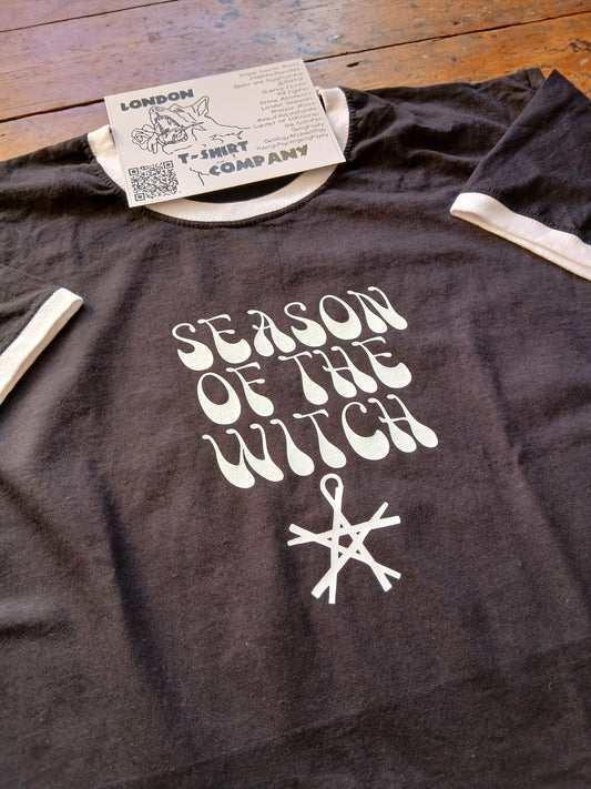 Season Of The Witch Ringer T-shirt - Retro Horror, Wicca, Witchcraft, Donovan, S-XXL
