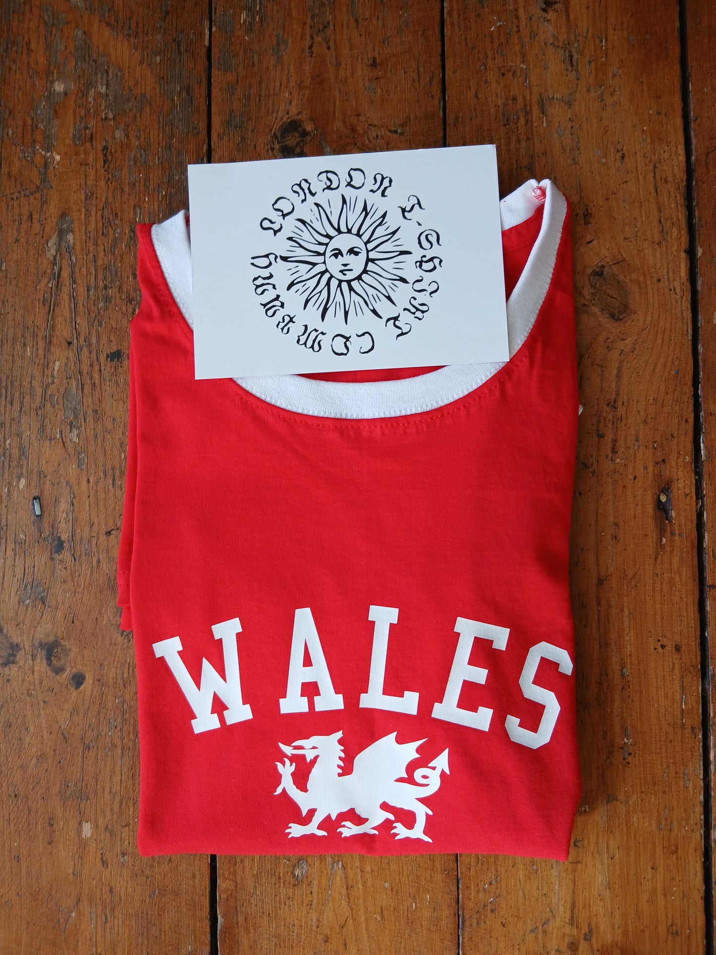 Wales Ringer T-Shirt - Retro Style, Welsh Dragon Souvenir, S-XXL