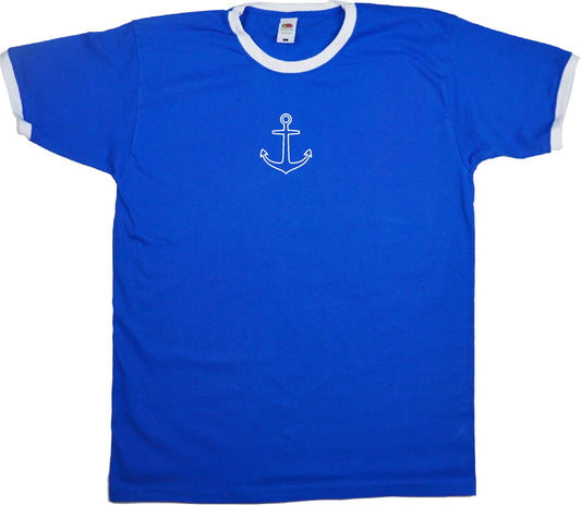 Anchor Ringer T-Shirt - Sea, Navy, Travel, S-XXL