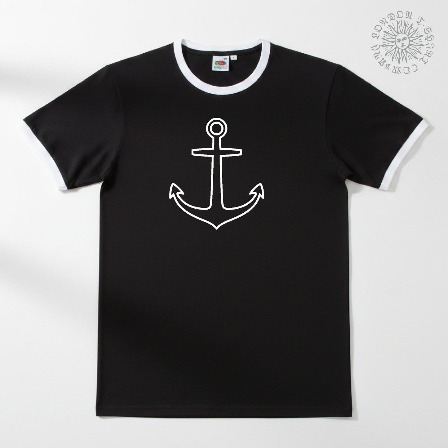 Anchor Ringer T-Shirt: Tattoo Style, Retro Sea Navy, Travel, Various Colours S-3XL