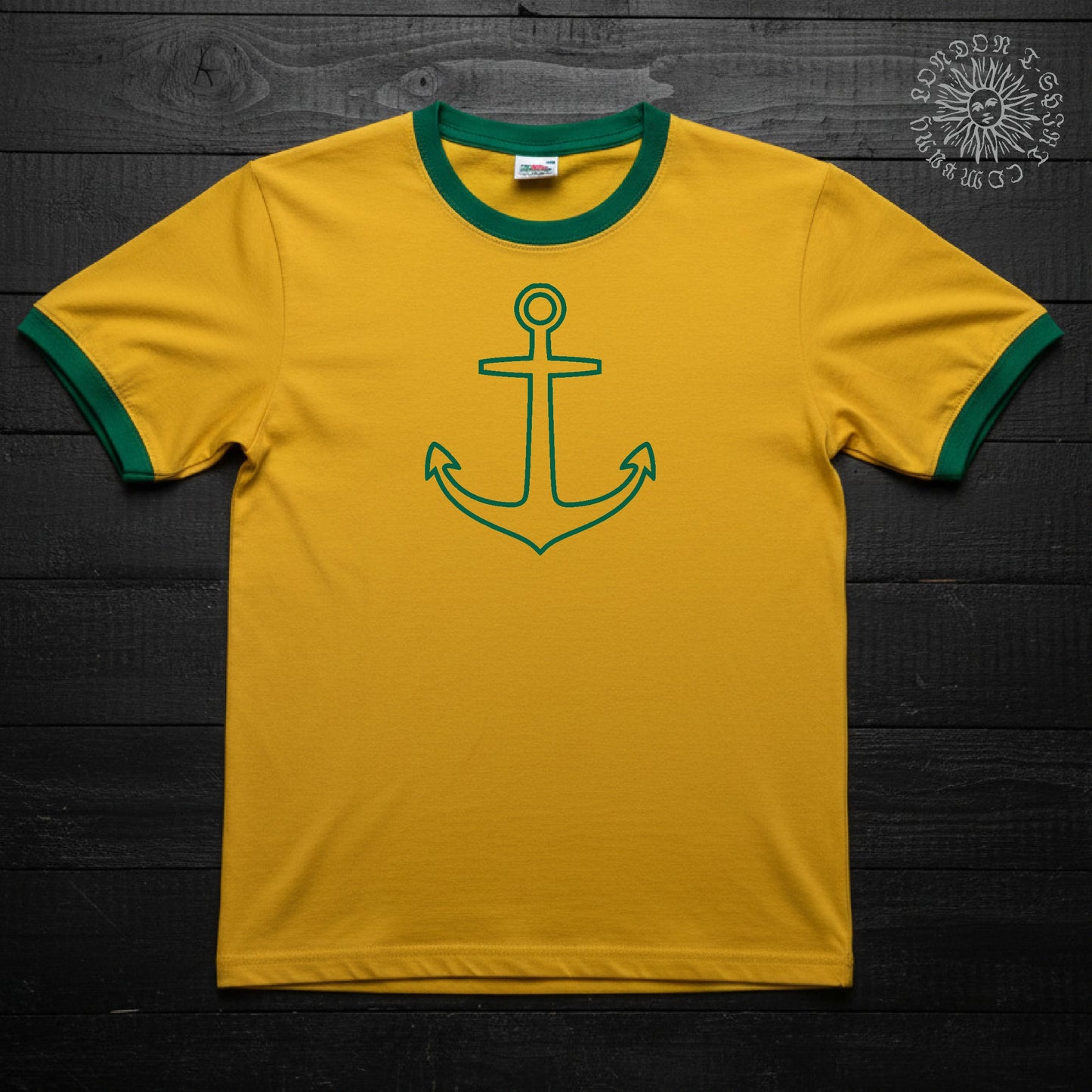 Anchor Ringer T-Shirt: Tattoo Style, Retro Sea Navy, Travel, Various Colours S-3XL