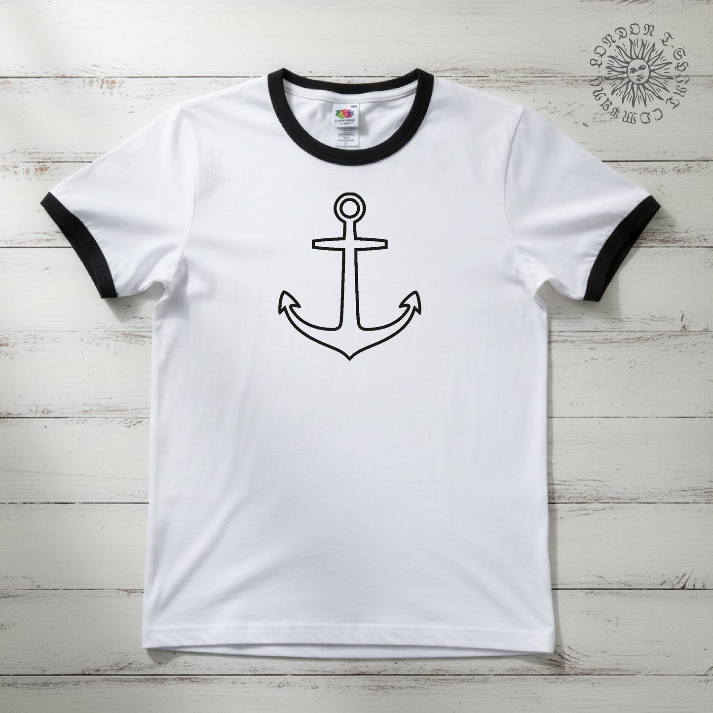 Anchor Ringer T-Shirt: Tattoo Style, Retro Sea Navy, Travel, Various Colours S-3XL