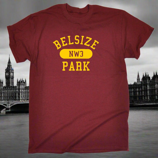 Belsize Park T-Shirt - London College Style Souvenir, Custom Versions Available, Various Colours