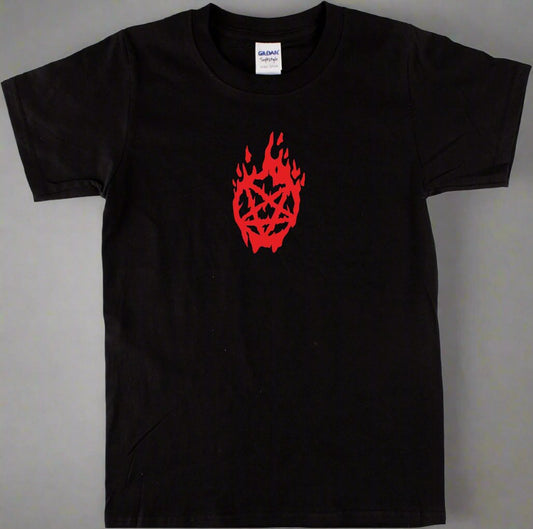 Burning Pentagram T-Shirt - Gothic, Wicca, Pagan, Witch, Horror, Various Colours