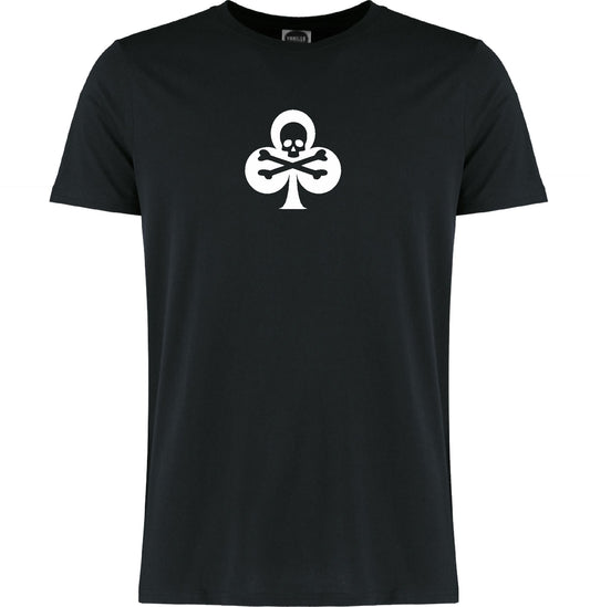 Clubs Skull Organic Cotton Slim Fit T-Shirt - Cards, Clover, Punk Rock, Various Colours