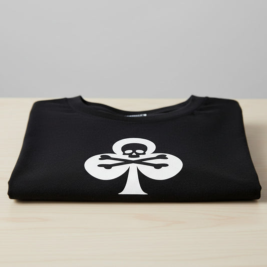 Clubs Skull Organic Cotton Slim Fit T-Shirt - Cards, Clover, Punk Rock, Various Colours