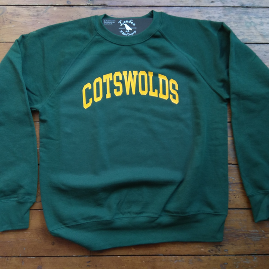 Cotswolds Sweatshirt - Retro College Varsity, Gloucestershire Souvenir, Custom Print Available/ Add Your Area Name, Various Colours