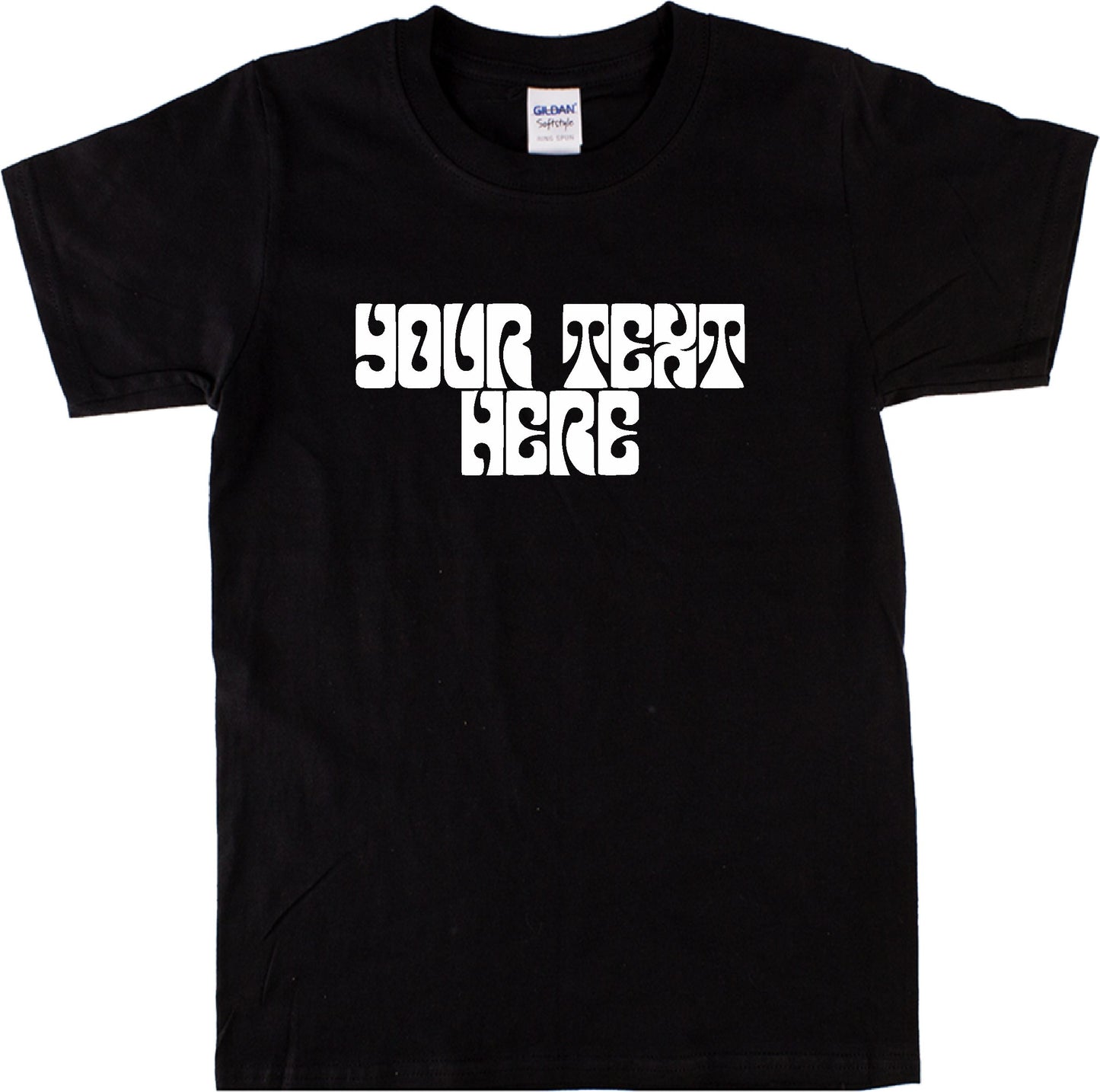 Personalised Custom Printed T-Shirt - Retro Psychedelic Font, 60s, 70s, Various Colours