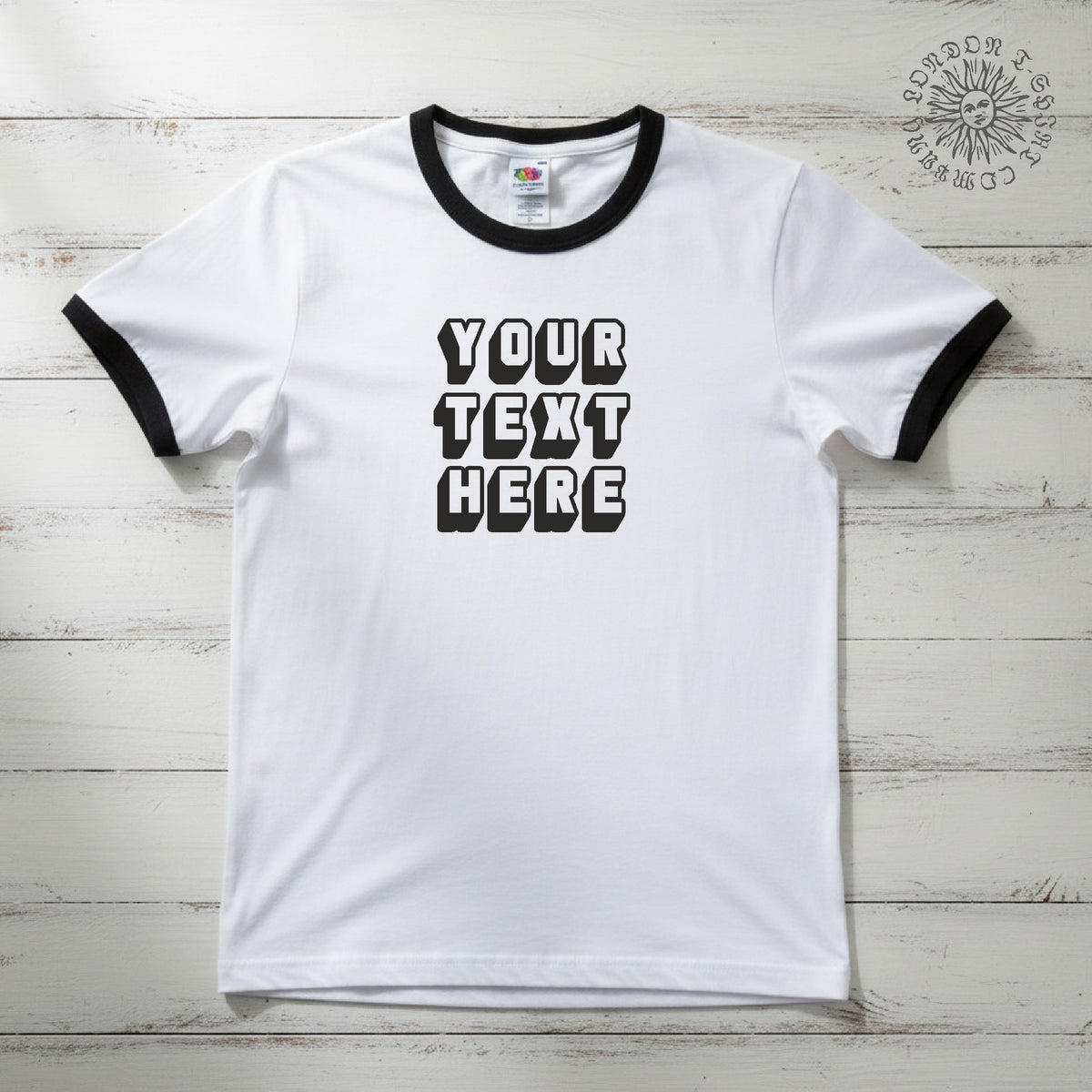 Custom Printed Ringer T-Shirt: Retro Style Personalised Sci Fi Slogan, Various Colours S-XXL