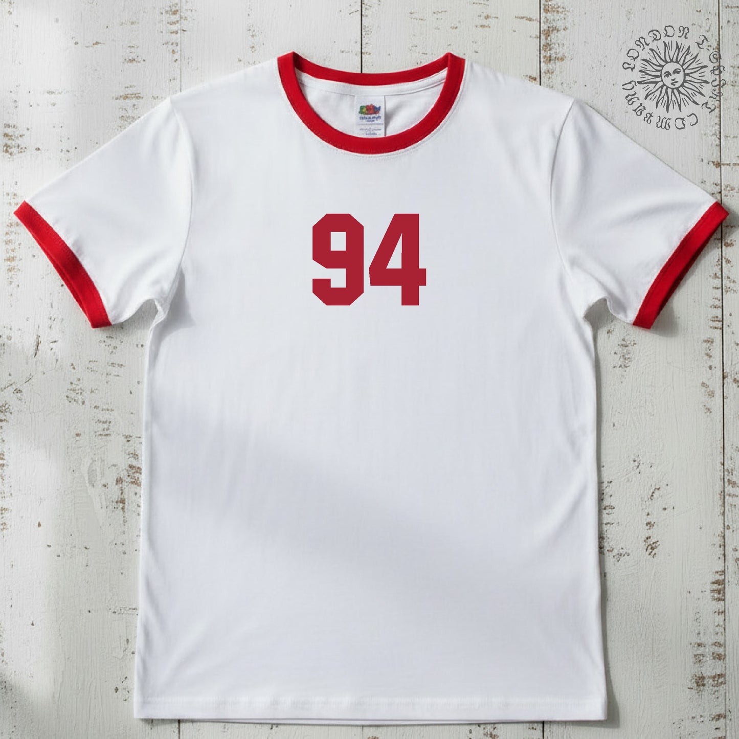 Custom Printed Varsity Number Ringer T-Shirt - Retro Style Personalised Number Top, Various Colours S-3XL