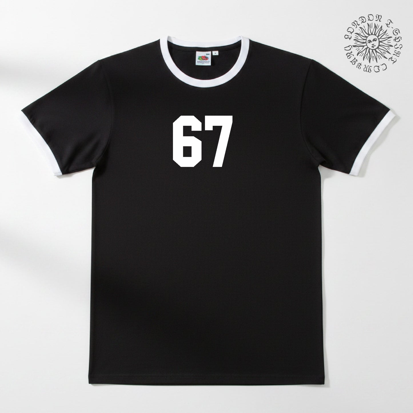 Custom Printed Varsity Number Ringer T-Shirt - Retro Style Personalised Number Top, Various Colours S-3XL