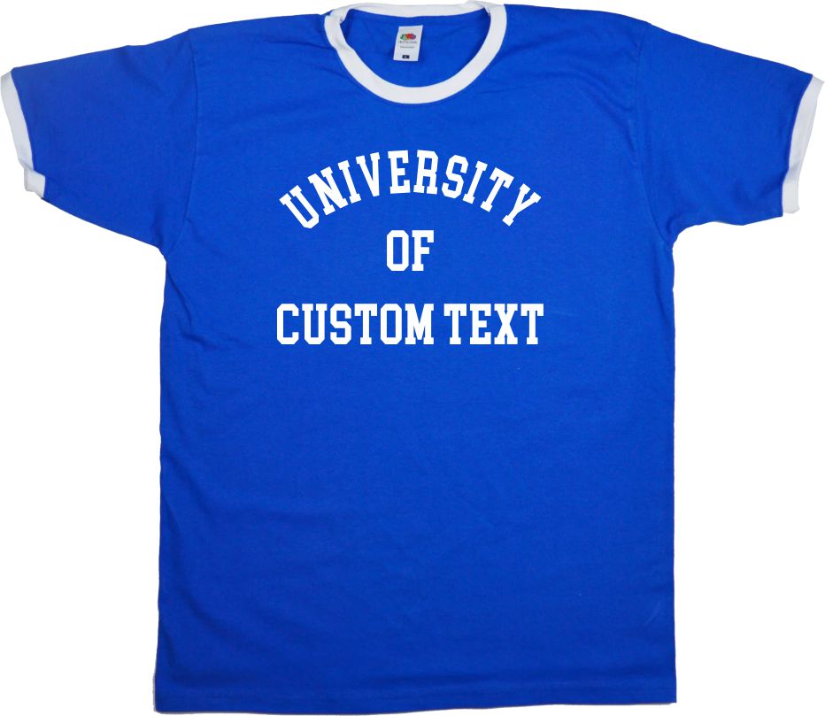 Custom University Ringer T-Shirt - Personalised Print, Varsity College Style, Various Colours