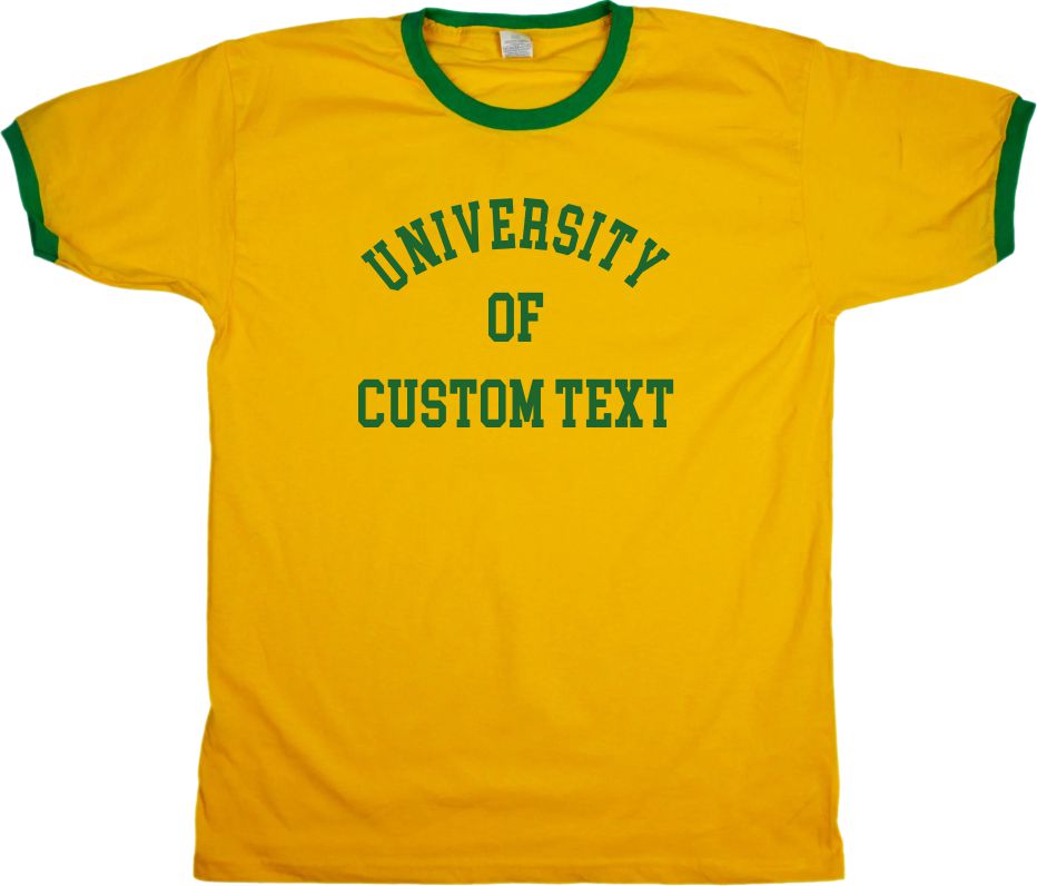 Custom University Ringer T-Shirt - Personalised Print, Varsity College Style, Various Colours