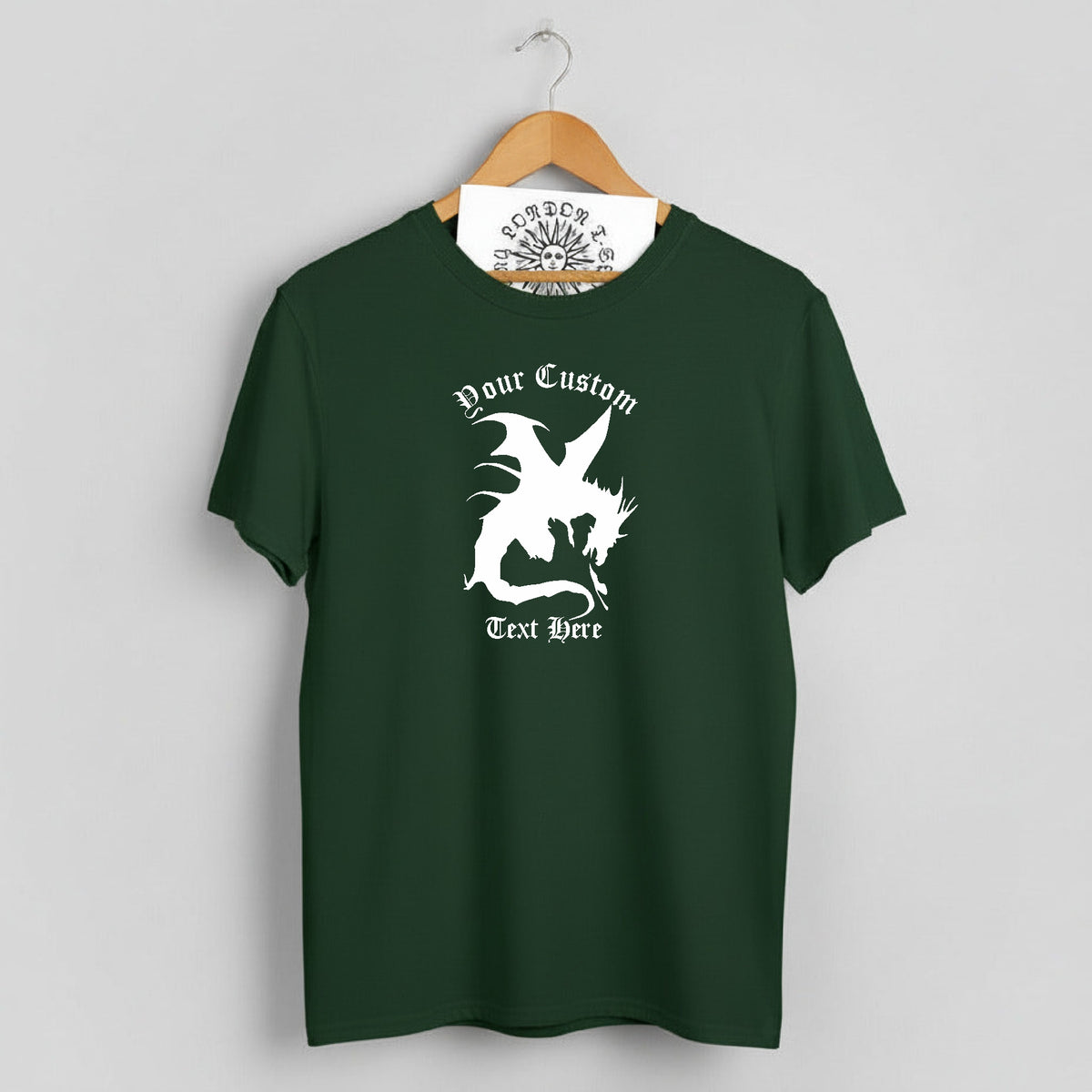 Custom Print Dragon T-Shirt: Add Your Text, Fantasy, Various Colours S-3XL