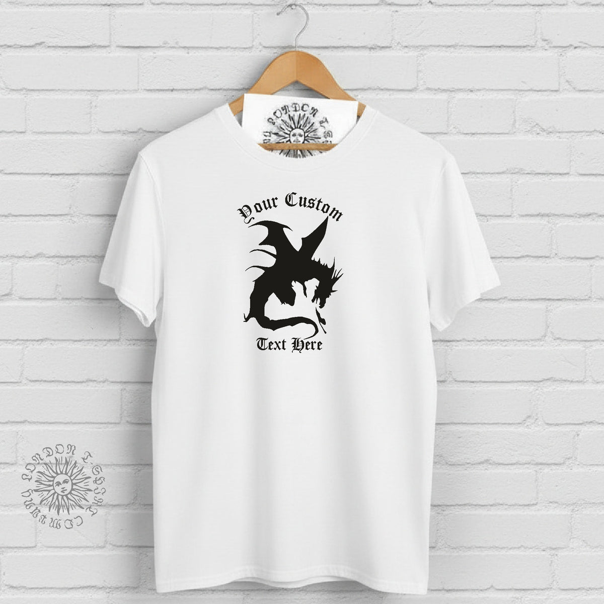 Custom Print Dragon T-Shirt: Add Your Text, Fantasy, Various Colours S-3XL