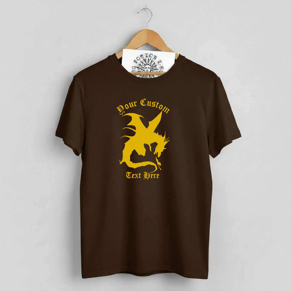 Custom Print Dragon T-Shirt: Add Your Text, Fantasy, Various Colours S-3XL