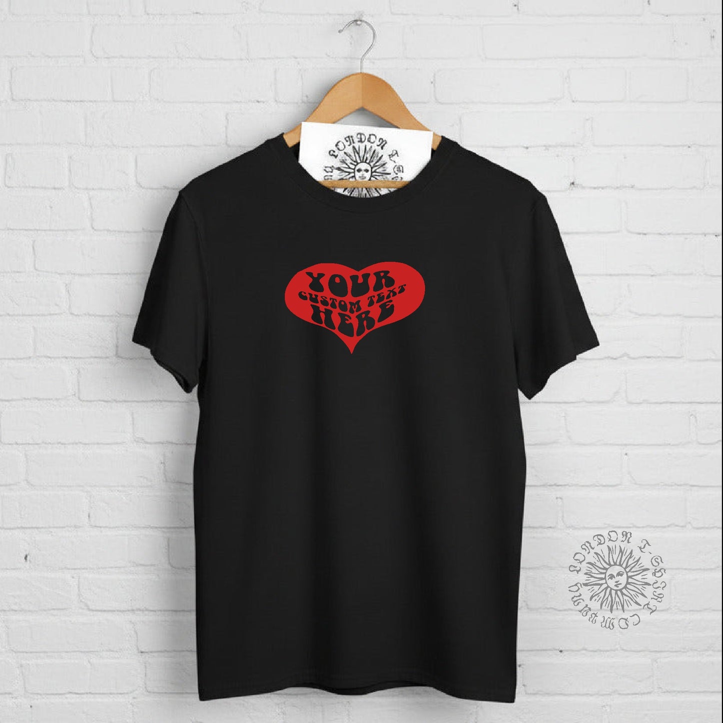 Heart TShirt - Custom Print, Retro style, Valentine's Day, Various Colours