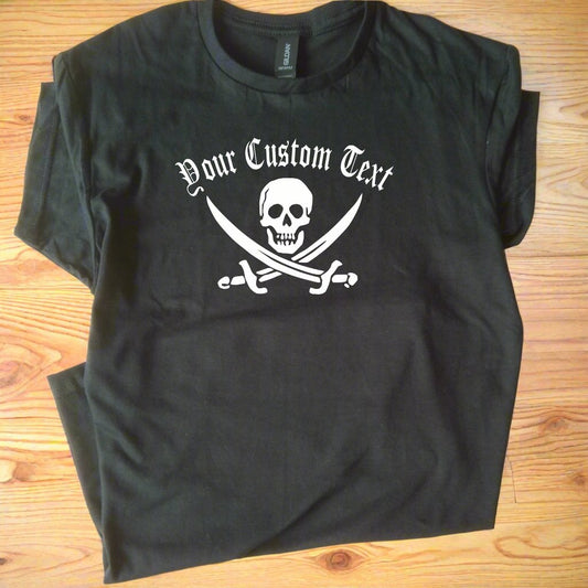 Custom Print Jolly Roger T-Shirt - Skull, Pirate Top, Various Colours