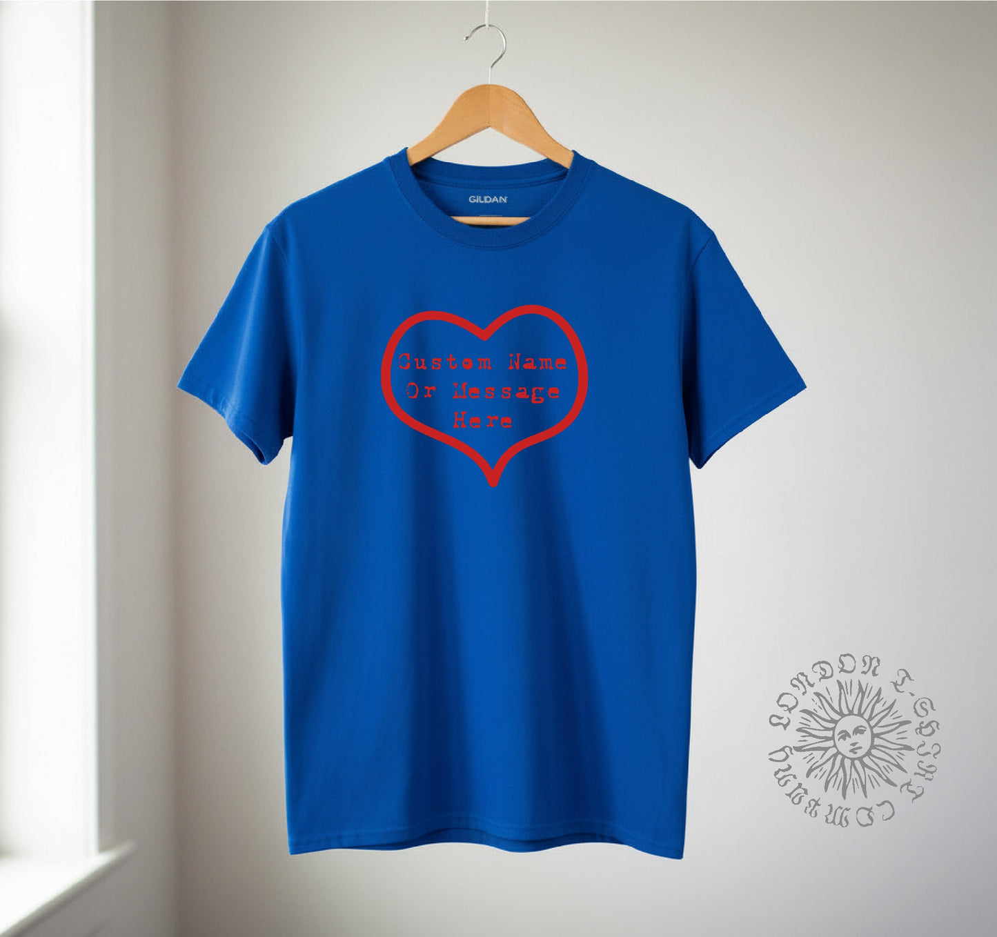Valentine's Day Custom Message TShirt - Personalised Heart Print, Various Colours