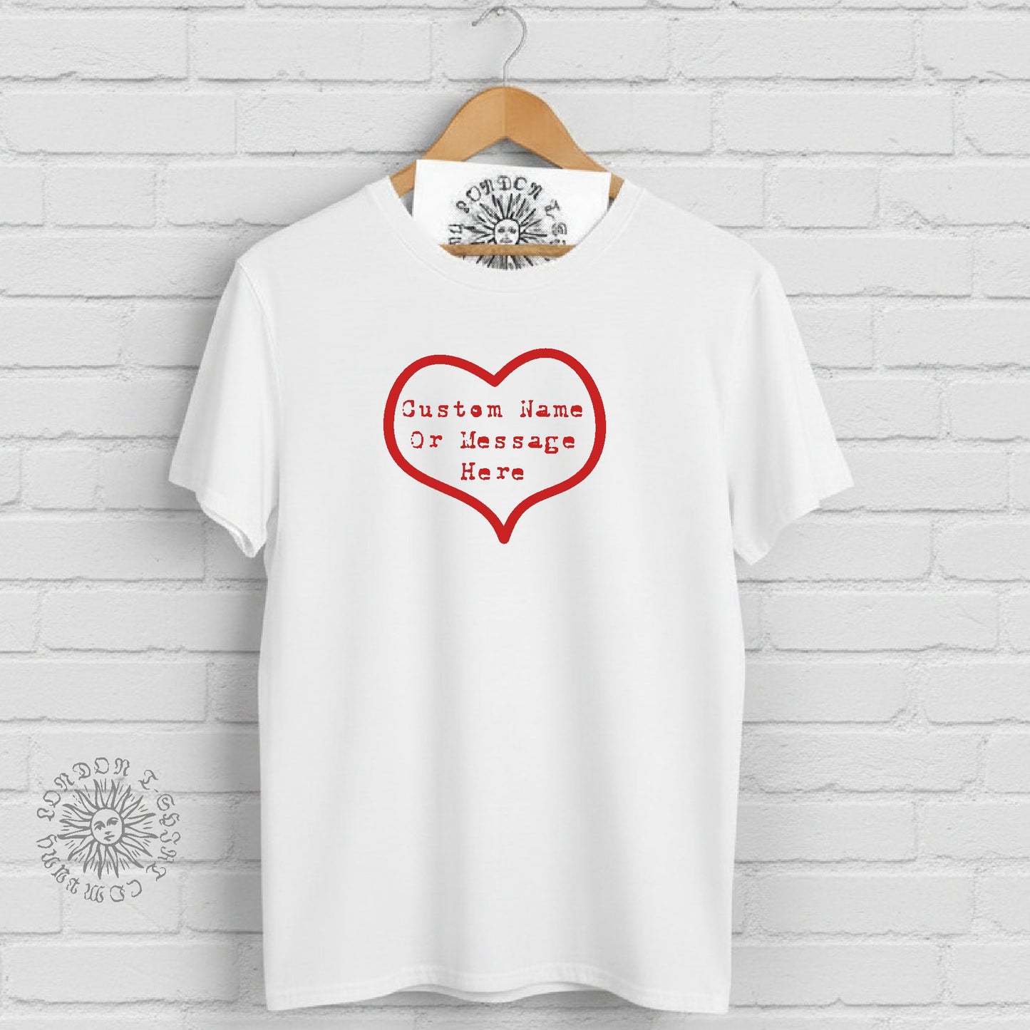 Valentine's Day Custom Message TShirt - Personalised Heart Print, Various Colours
