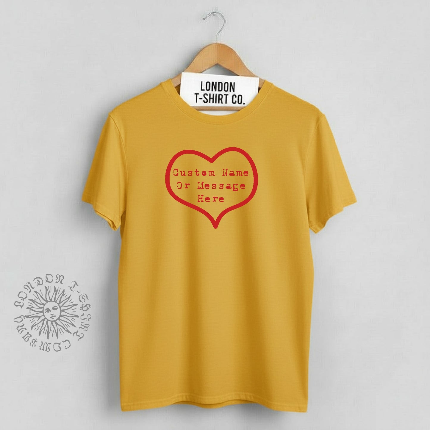 Valentine's Day Custom Message TShirt - Personalised Heart Print, Various Colours