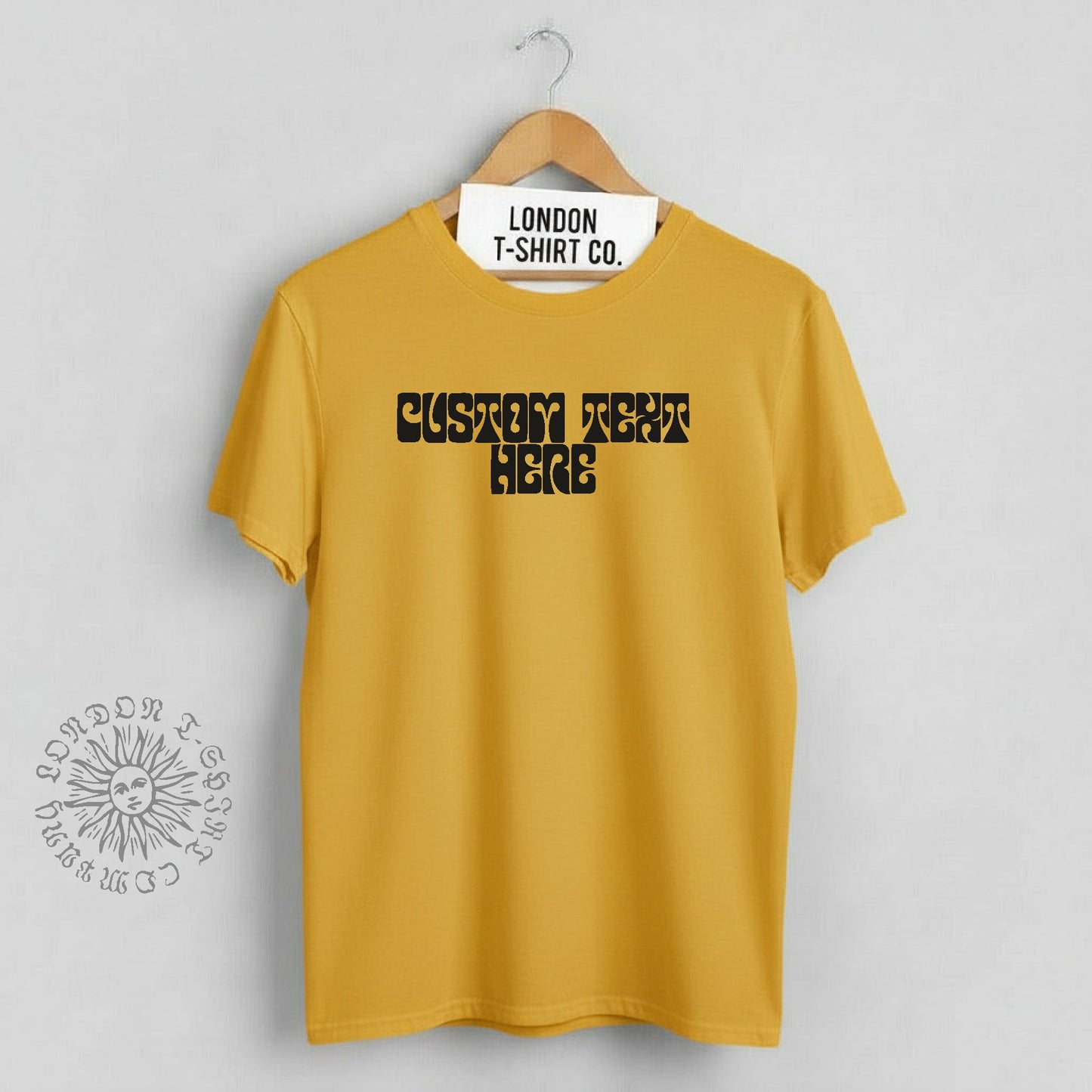 Personalised Custom Printed T-Shirt - Retro Psychedelic Font, 60s, 70s, Various Colours