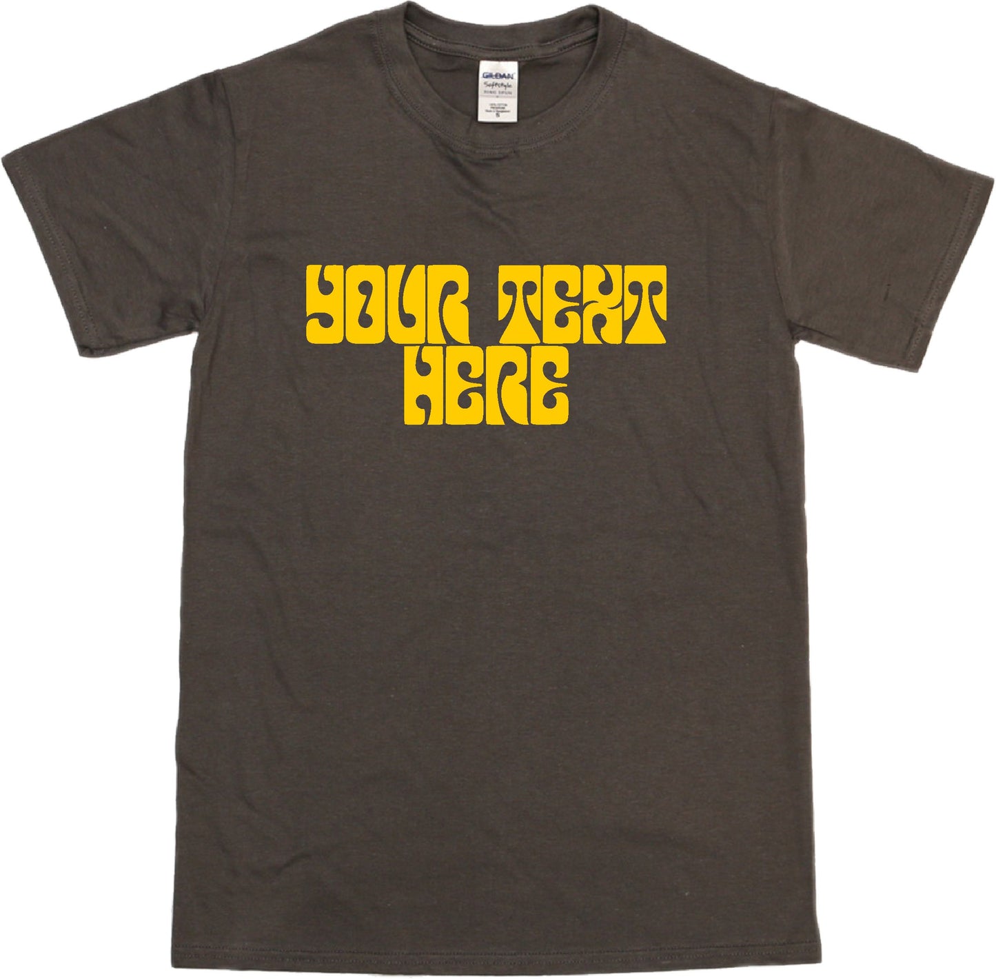 Custom Psychedelic Font T-Shirt - Add Your Text, 60s, Retro, Various Colours