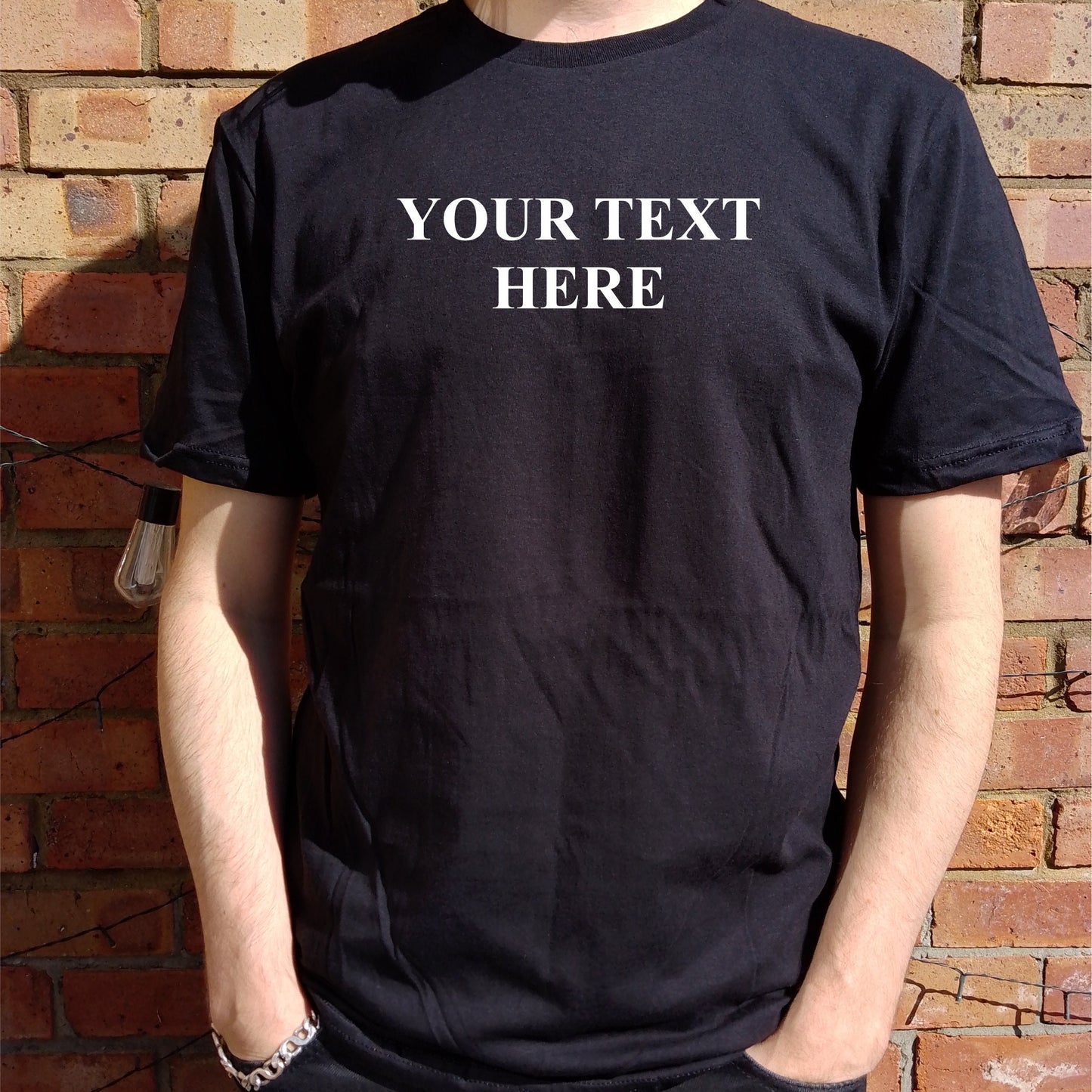Custom Print T-Shirt - Personalised Simple Times Roman Font, Various Colours