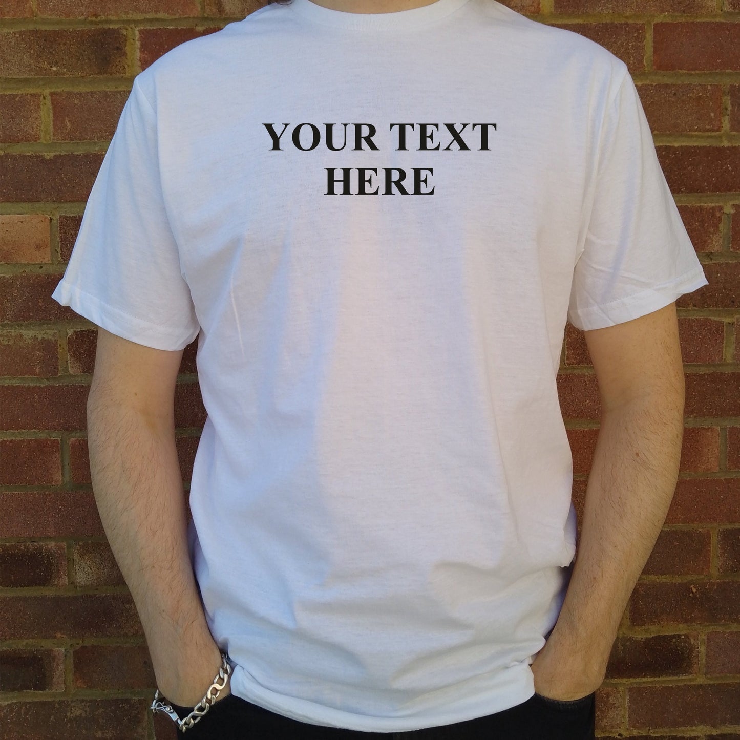 Custom Print T-Shirt - Personalised Simple Times Roman Font, Various Colours