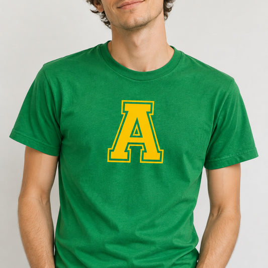Custom Print Varsity Letter T-Shirt - Personalised Retro Ivy League, College Style, Various Colours