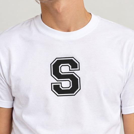 Custom Print Varsity Letter T-Shirt - Personalised Retro Ivy League, College Style, Various Colours