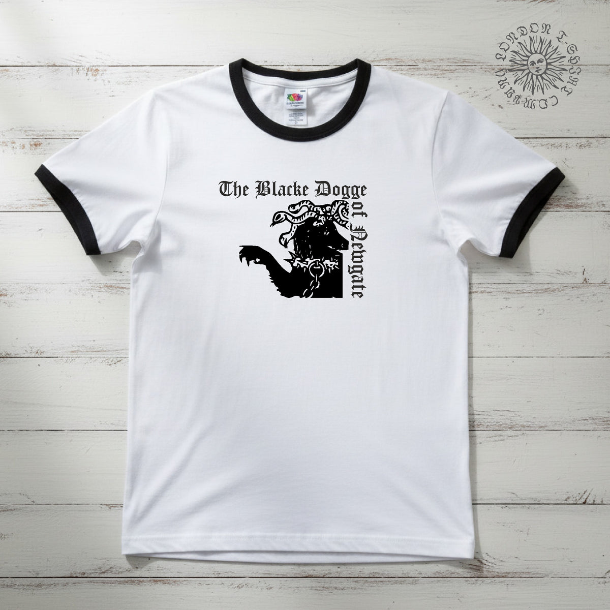 The Black Dog of Newgate Ringer T-Shirt: London Ghost Folklore, Various Colours S-3XL
