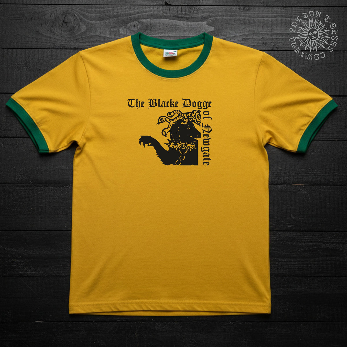 The Black Dog of Newgate Ringer T-Shirt: London Ghost Folklore, Various Colours S-3XL