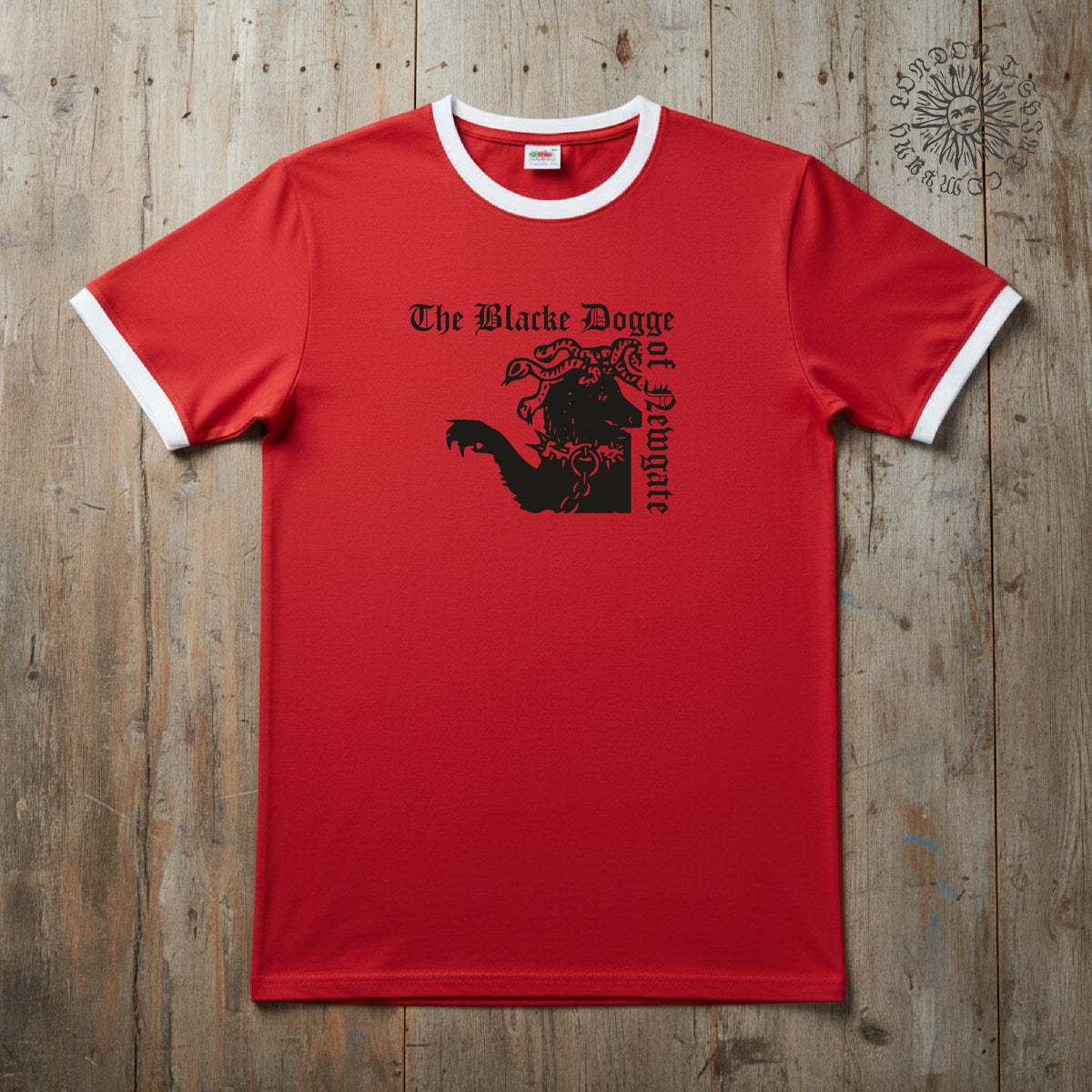 The Black Dog of Newgate Ringer T-Shirt: London Ghost Folklore, Various Colours S-3XL