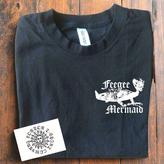 Feegee Mermaid T-Shirt - Organic Cotton, Pocket Logo Print, Cabinet Of Curiosities, S-XXL