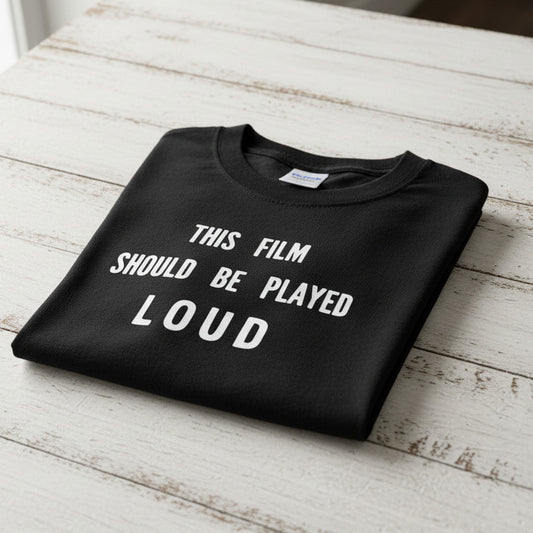 'This Film Should Be Played Loud' T-Shirt - Video Nasty, Cult Horror, Driller Killer, S-XXL